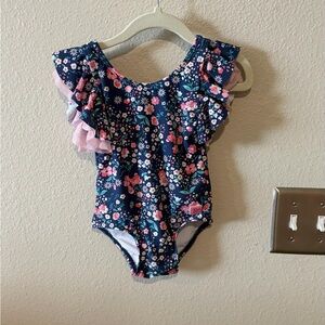 Ruffle Butts Navy Floral Swimsuit